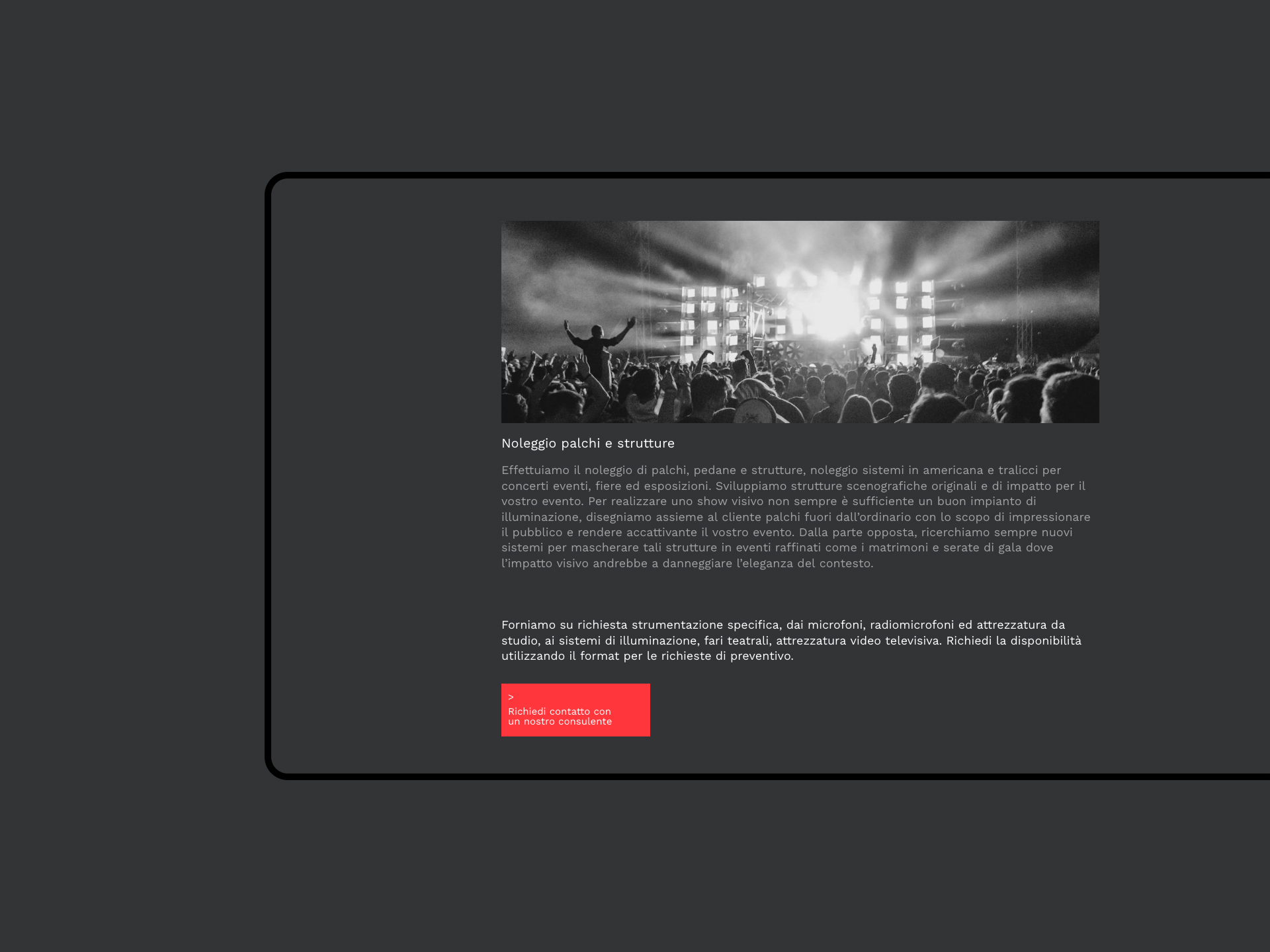 Q Studio &ndash; Noleggio Page