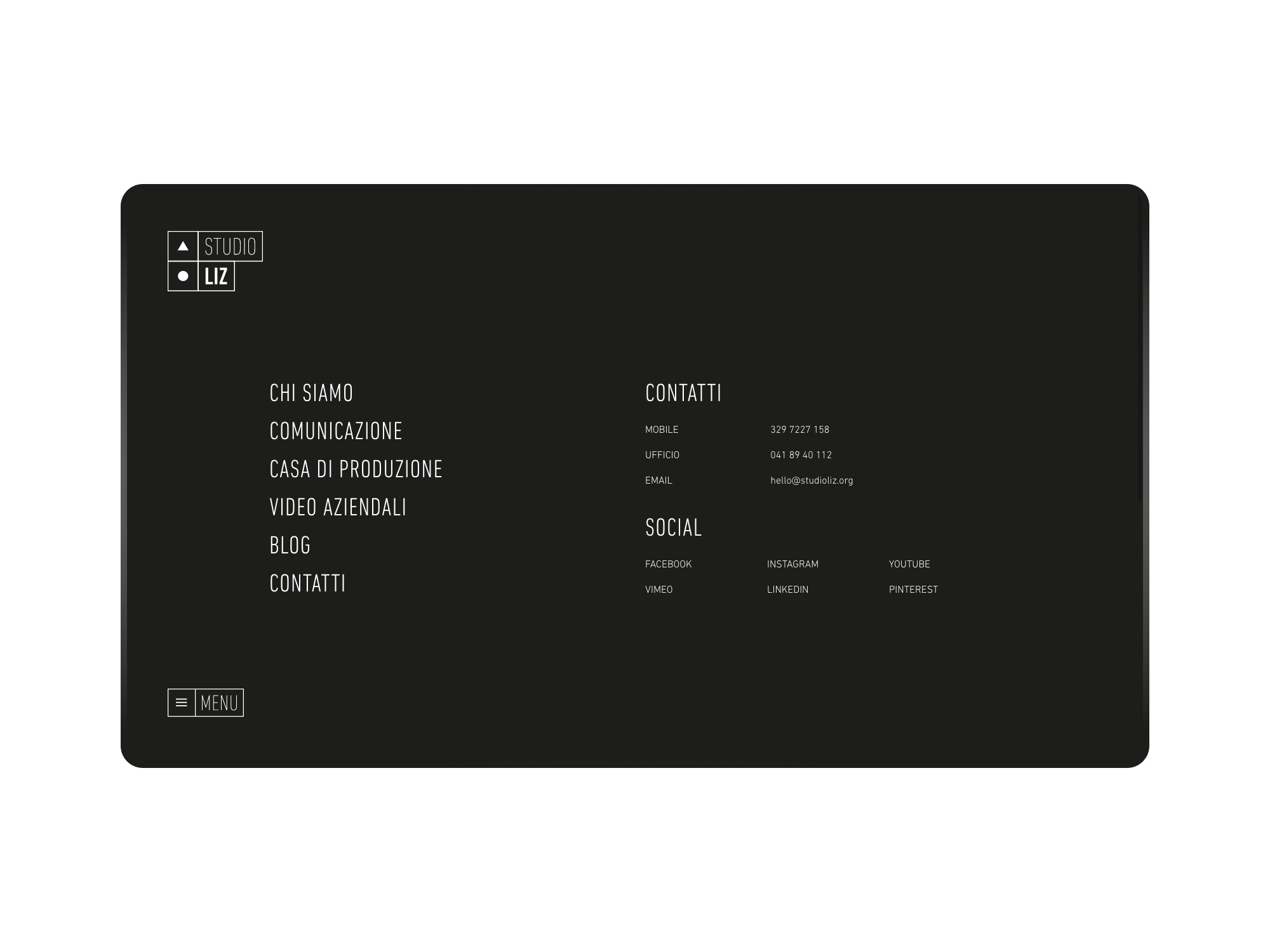 Studio Liz &ndash; Menu